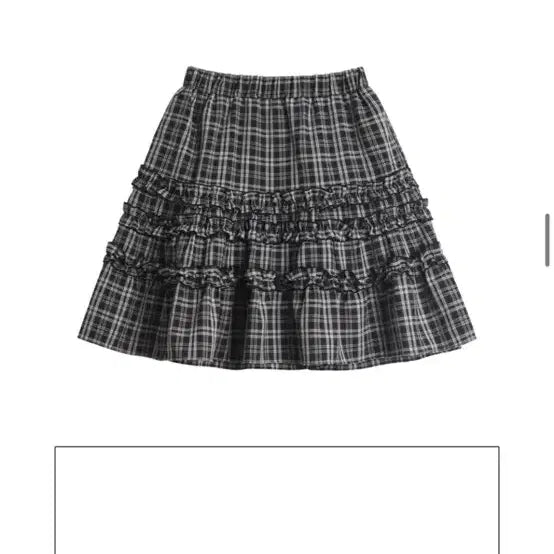 [BUNJANG] Cookiesi Frill Canton Check Midi Skirt / 쿠키시 프릴 캉캉 체크 미디 스커트