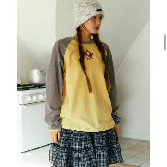 [BUNJANG] Cookiesi Frill Canton Check Midi Skirt / 쿠키시 프릴 캉캉 체크 미디 스커트