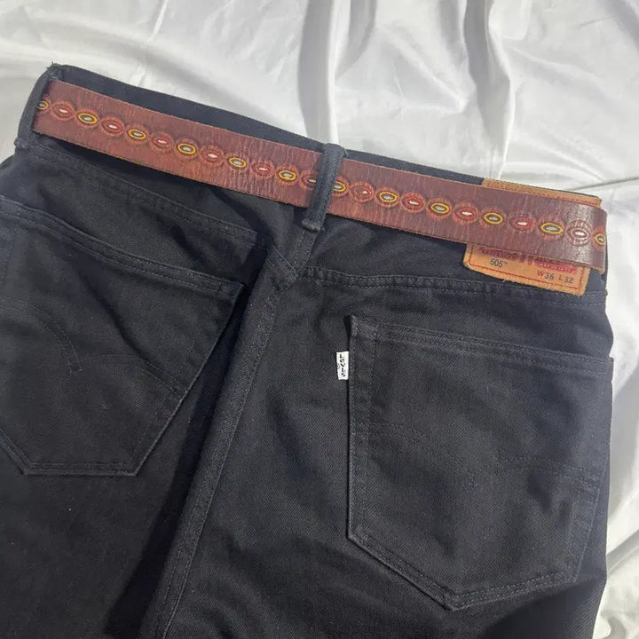 [BUNJANG] Vintage Western Cross Buckle Leather Belt / 빈티지 웨스턴 크로스 버클 레더 벨트