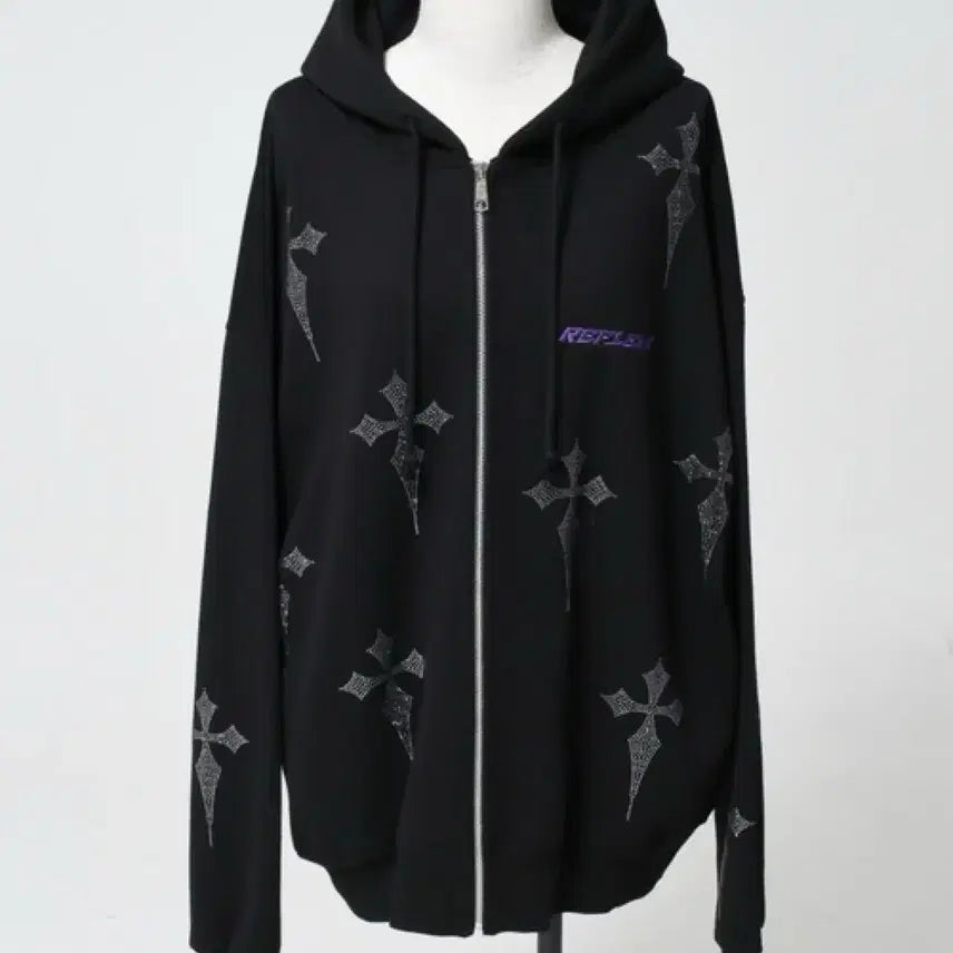 [BUNJANG] Reflem Rhinestone Parka Purple / Reflem 레플렘 라인스톤 파카 보라 양산형지뢰계 중성계
