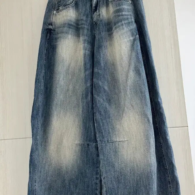 [BUNJANG] Washing Denim Wide Pants / 워싱 데님 와이드 팬츠 )새상품