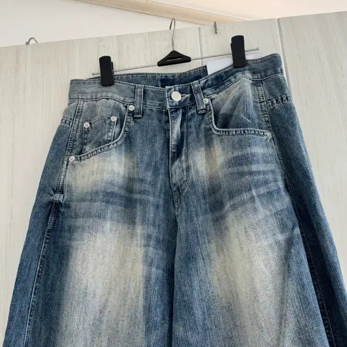 [BUNJANG] Washing Denim Wide Pants / 워싱 데님 와이드 팬츠 )새상품