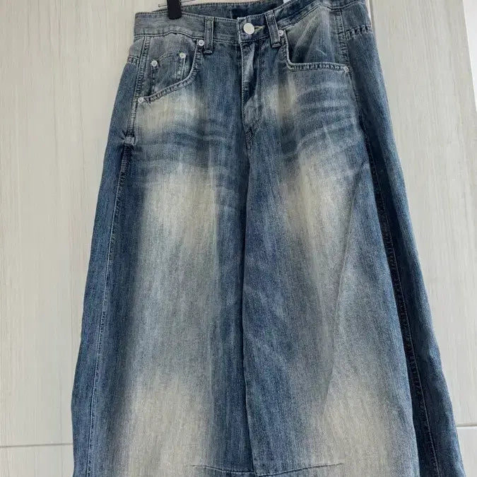 [BUNJANG] Washing Denim Wide Pants / 워싱 데님 와이드 팬츠 )새상품
