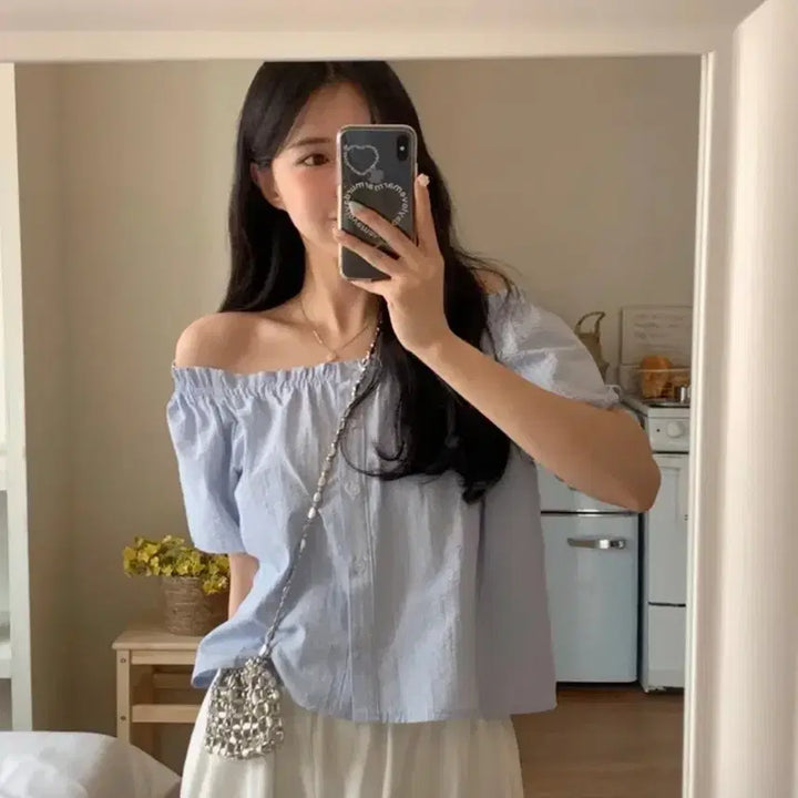 [BUNJANG] Aden Able Seersucker Banding Blouse / 에이딘에이블 시어서커 밴딩 블라우스