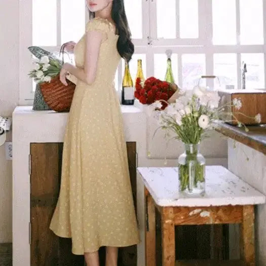 [BUNJANG] Milkcocoa Yellow Floral Long Dress / 밀크코코아 옐로우 플라워 롱 원피스