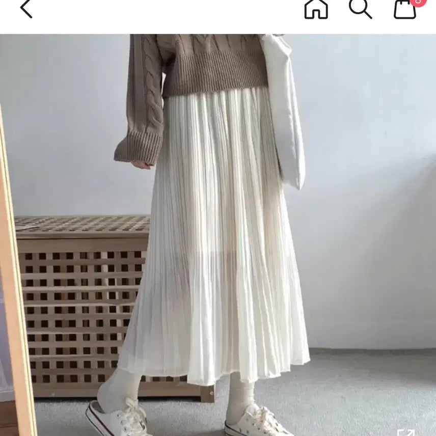 [BUNJANG] Sweet Latte Chiffon Pleated Long Skirt White / 하늘하늘 쉬폰 주름 롱스커트 화이트 / 에이블리 스윗라떼