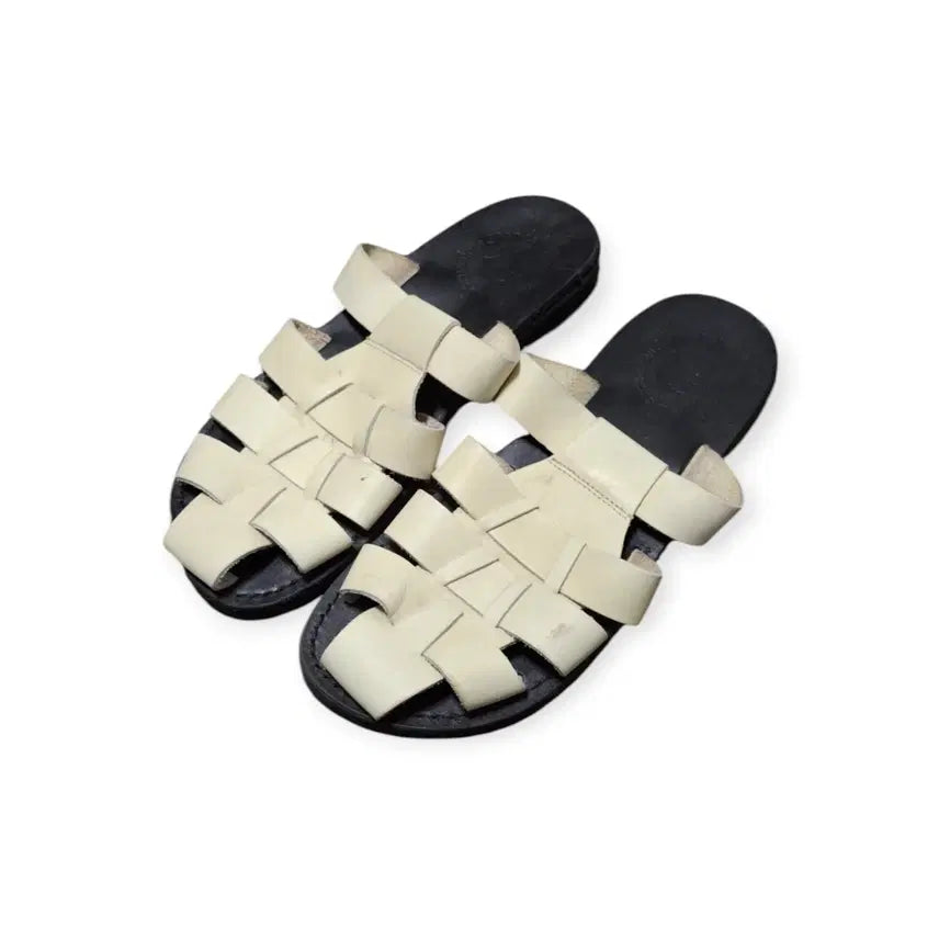 [BUNJANG] Jerusalem Sandals Fisherman Slides Ivory &amp; Black / 43)예루살렘 샌들 피셔맨 슬라이드 아이보리&amp;블랙