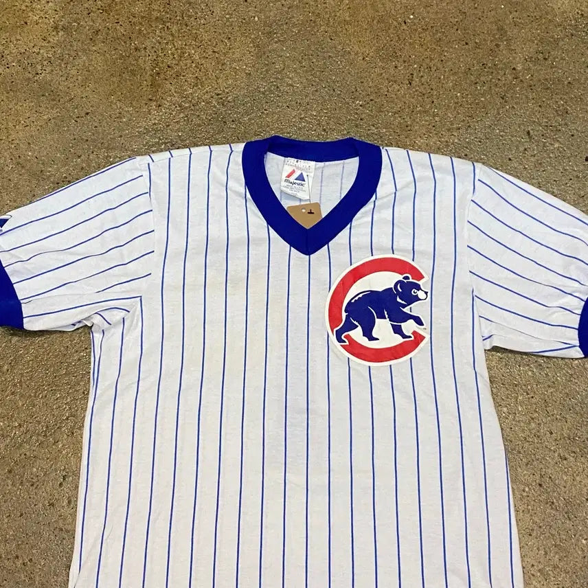 [BUNJANG] 90s Majestic Chicago Cubs Ringer T-Shirt / 90s Made in USA 빈티지 마제스틱 시카고컵스 링거 티셔츠