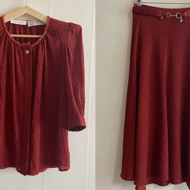 [BUNJANG] Misha Krinkle Italian Fabric Pleated Setup / 미샤 크링클 이태리원단 플리츠 셋업(브릭)