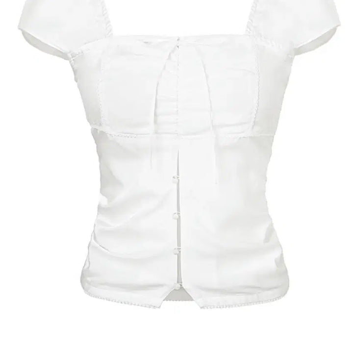 [BUNJANG] Pouring Your Shirring Blouse White / 포어링 유어 셔링 블라우스 화이트 your shirring blouse