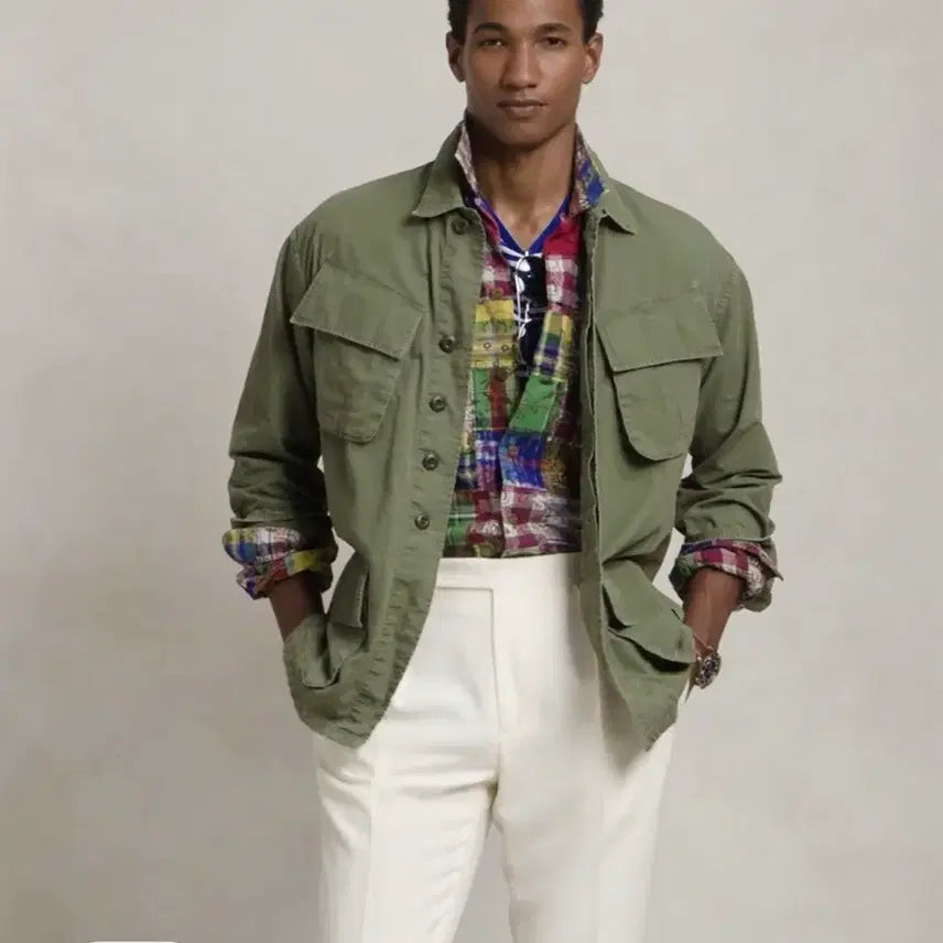 [BUNJANG] Polo Ralph Lauren Ripstop Utility Overshirt Jungle Print Jacket / 폴로 랄프로렌 립스탑 유틸리티 오버셔츠 정글포티드 자켓
