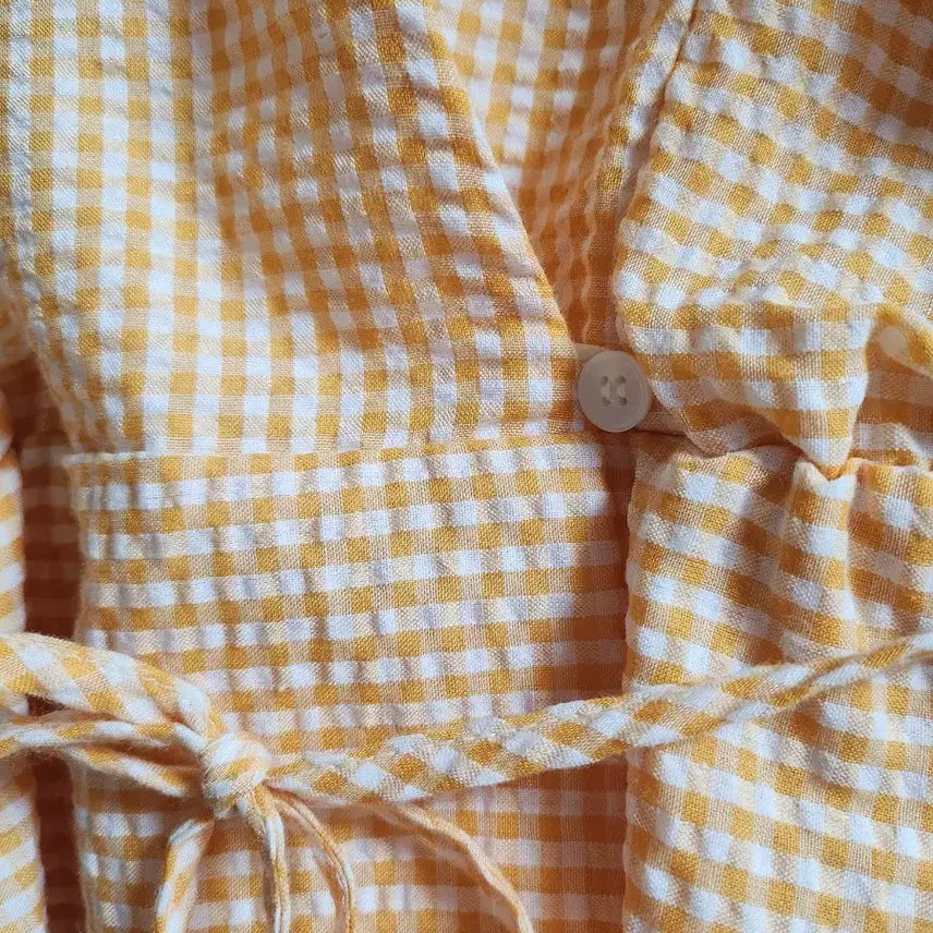 [BUNJANG] A some Gingham Check Wrap Blouse Yellow / A some 깅엄체크 랩 블라우스 옐로우