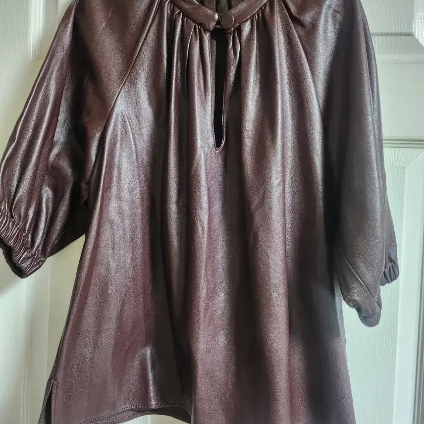 [BUNJANG] ZARA Brown Leather Blouse / 자라 ZARA 브라운 레더 블라우스