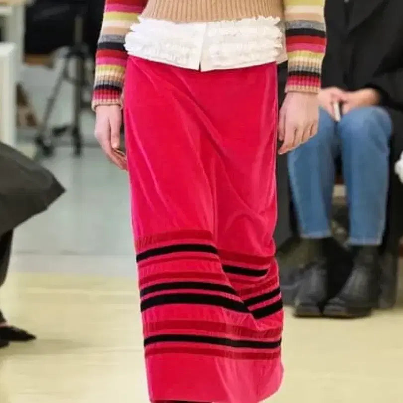 [BUNJANG] Mulligodart Velvet Stripe Skirt UK8 / 몰리고다드 벨벳 스트라이프 스커트 - UK8 Size