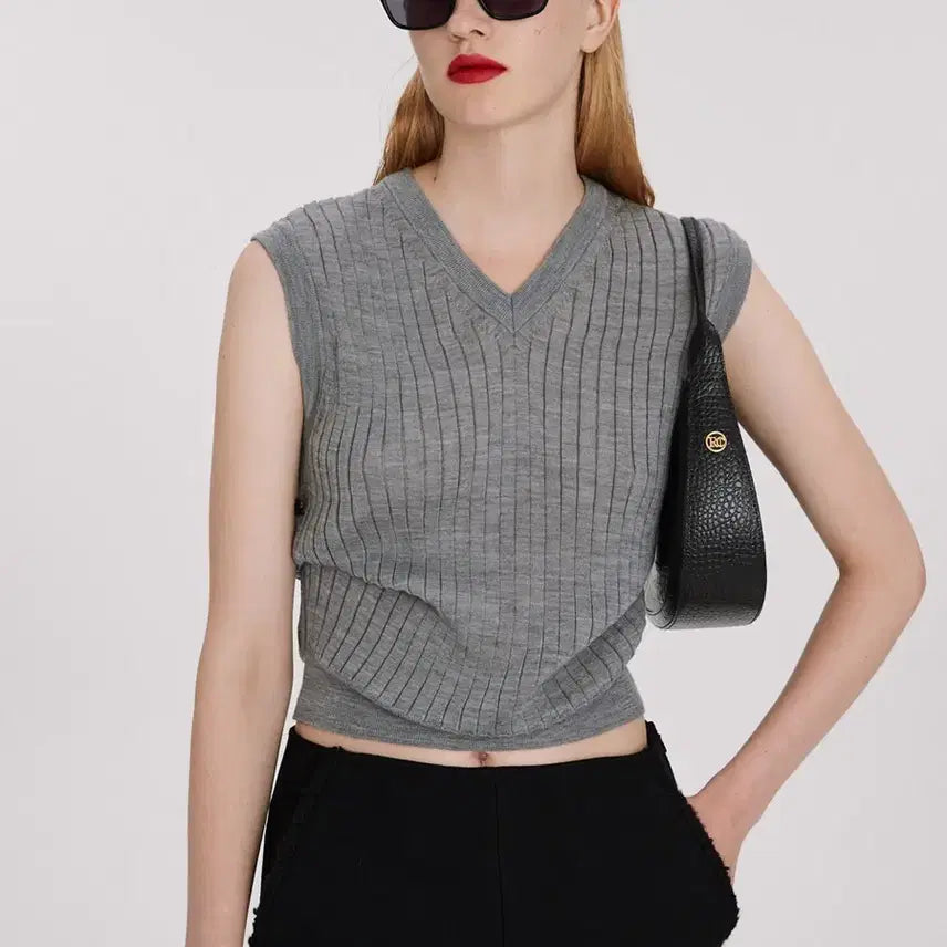 [BUNJANG] RECTO V-Neck Knit Vest Grey / 렉토 RECTO 브이넥 니트 베스트 그레이