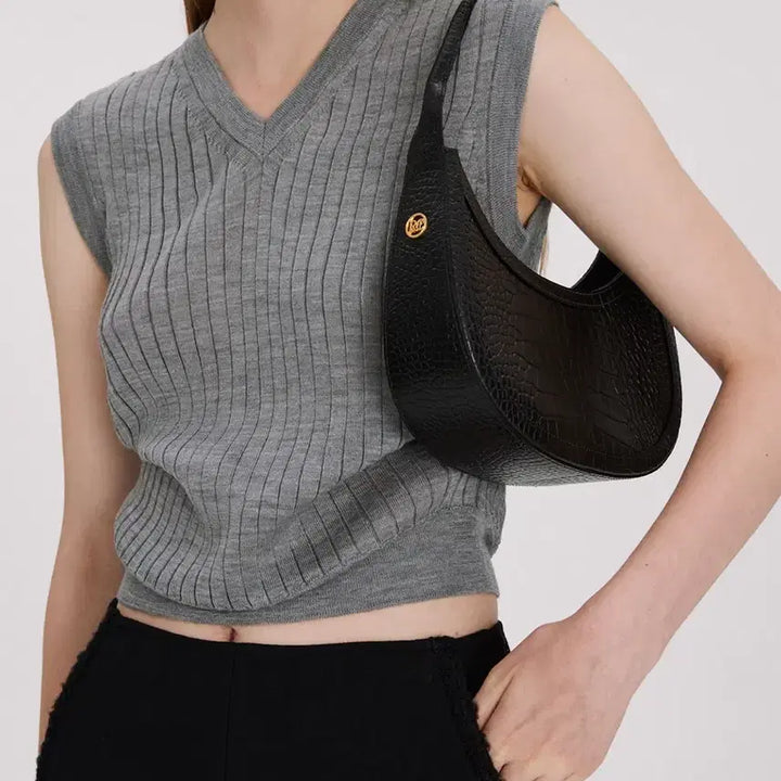 [BUNJANG] RECTO V-Neck Knit Vest Grey / 렉토 RECTO 브이넥 니트 베스트 그레이