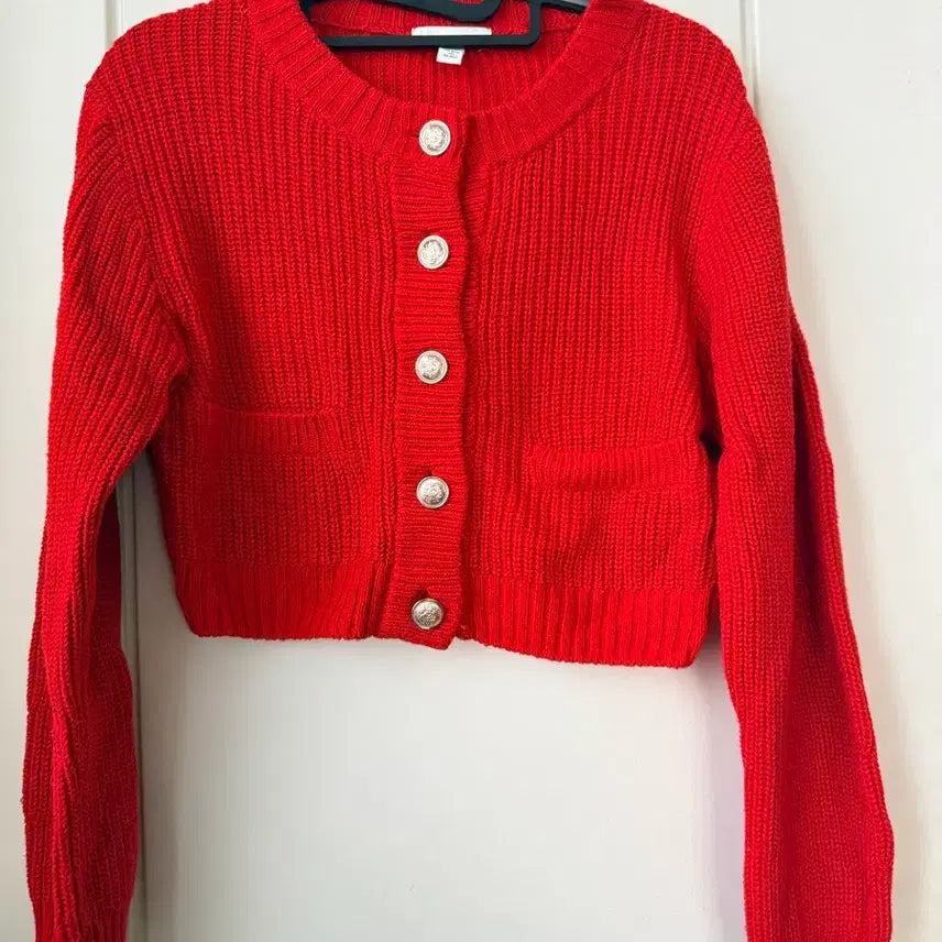 [BUNJANG] H&amp;M Red Cropped Cardigan XS / H&amp;M 레드 크롭 가디건 XS
