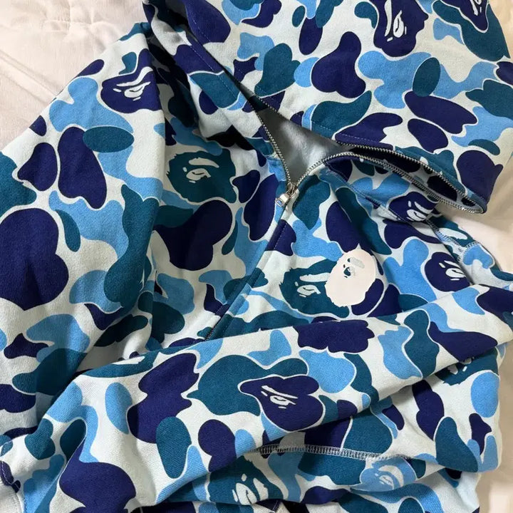 [BUNJANG] BAPE ABC Camo Logo Rib Full Zip Hoodie Blue / 베이프 ABC 카모 로고 립 풀 집 후드 블루 후드집업