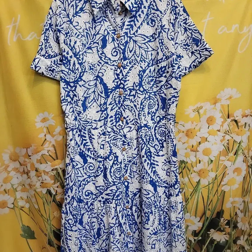 [BUNJANG] ZARA Blue Pattern Punching Long Dress / 자라 ZARA 블루 패턴 펀칭 롱원피스 28