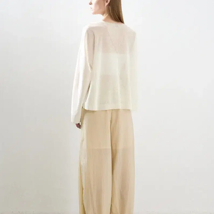 [BUNJANG] System Linen Blend Layered Knit Top Cream / 시스템 린넨 블렌드 레이어드 니트 탑