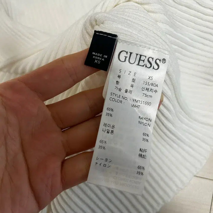 [BUNJANG] Guess White Wrap Style Ribbed Knit Top / Guess 화이트 랩 스타일 골지 니트