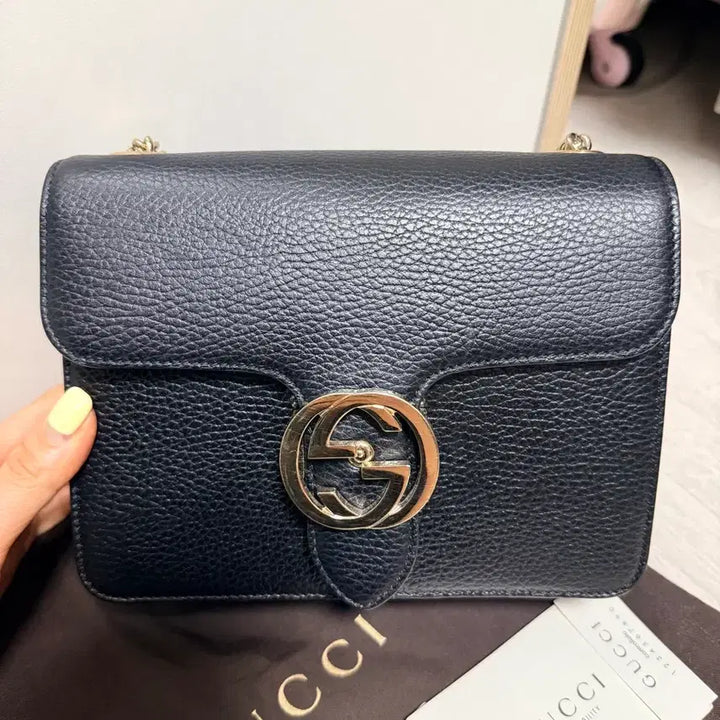 [BUNJANG] Gucci Interlocking Chain Shoulder Bag Black / 구찌 인터로킹 체인 숄더백 블랙