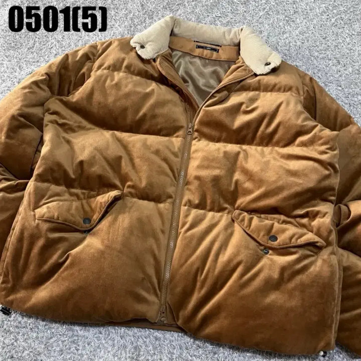 [BUNJANG] Prisoner Works Brown Velvet Padded Jumper XL / 프리즘웍스 브라운 벨벳 패딩 점퍼xl 0501