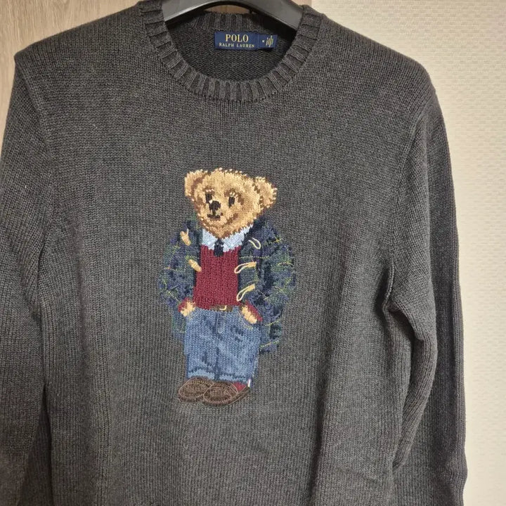 [BUNJANG] Polo Ralph Lauren Bear Knit Sweater - Grey, Size M / 폴로 랄프로렌 베어 니트 그레이 M