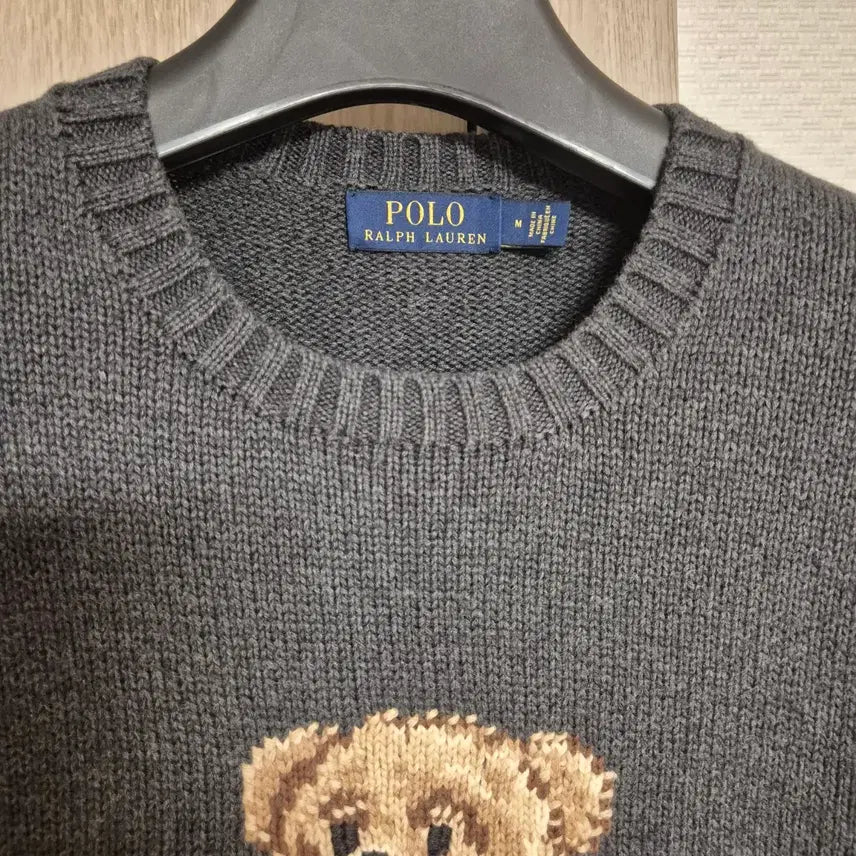[BUNJANG] Polo Ralph Lauren Bear Knit Sweater - Grey, Size M / 폴로 랄프로렌 베어 니트 그레이 M
