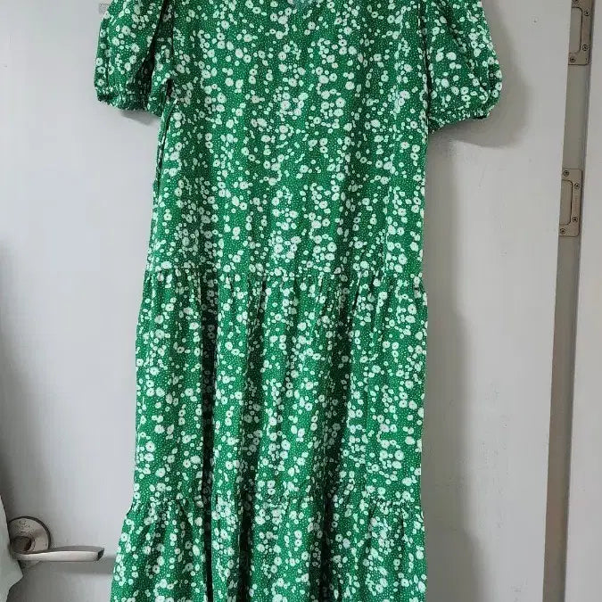 [BUNJANG] Flower Print Long Dress Green / 플라워 프린트 싱그러운 그린 롱 원피스 새상품