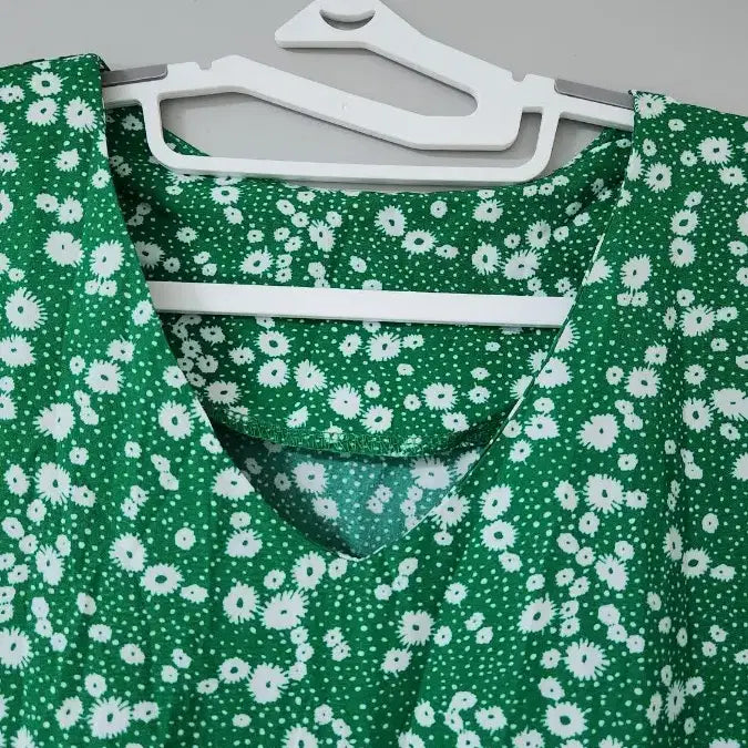 [BUNJANG] Flower Print Long Dress Green / 플라워 프린트 싱그러운 그린 롱 원피스 새상품