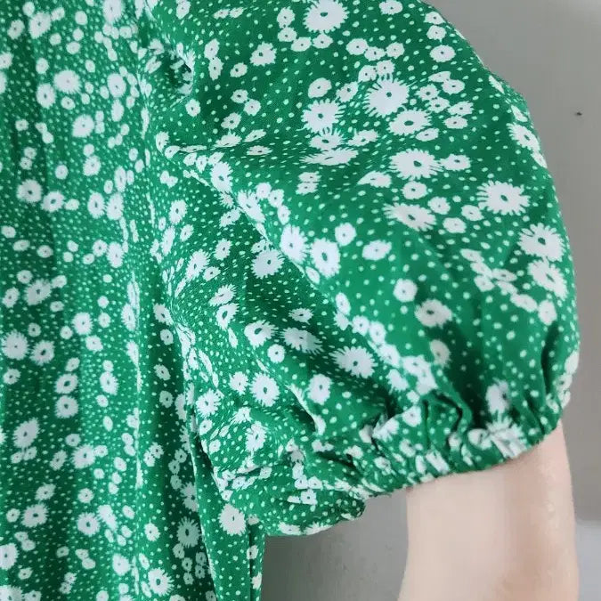 [BUNJANG] Flower Print Long Dress Green / 플라워 프린트 싱그러운 그린 롱 원피스 새상품
