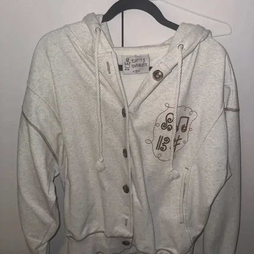 [BUNJANG] Lunakihoo Clef Sweat Hoodie Zip-up Jacket Ivory / 루나키후 클레프 스웻 후드 자켓 집업 아이보리