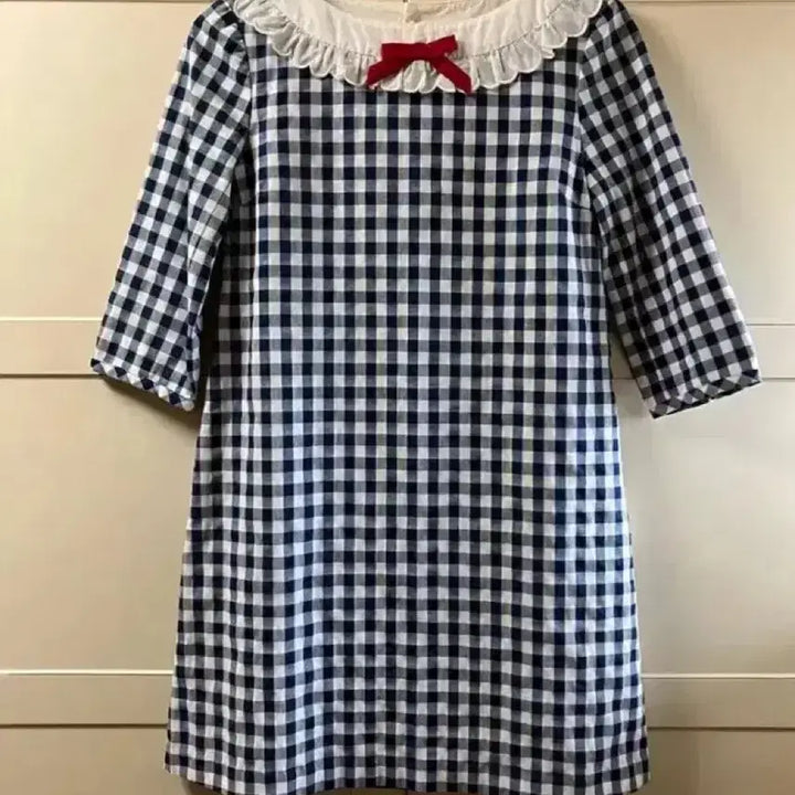 [BUNJANG] MILK Navy Check Ribbon Lolita Dress / 로리타MILK 밀크 원피스 빈티지