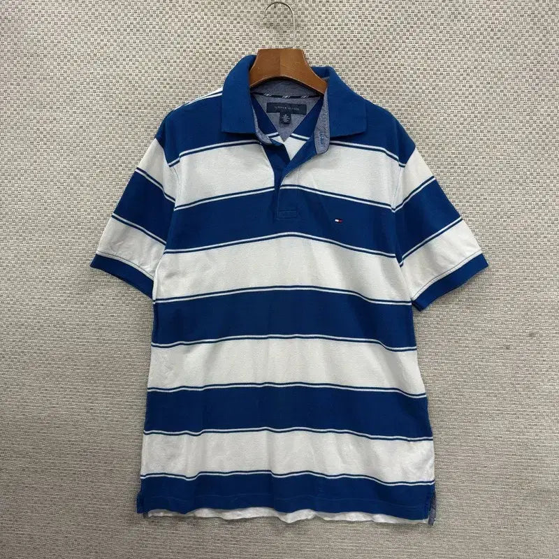 [BUNJANG] Tommy Hilfiger Striped Short Sleeve Polo Shirt - Size M / 타미힐피거 단가라 반팔카라티 M D00669