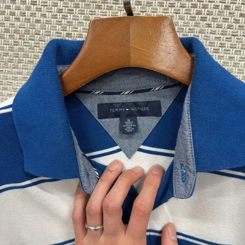 [BUNJANG] Tommy Hilfiger Striped Short Sleeve Polo Shirt - Size M / 타미힐피거 단가라 반팔카라티 M D00669