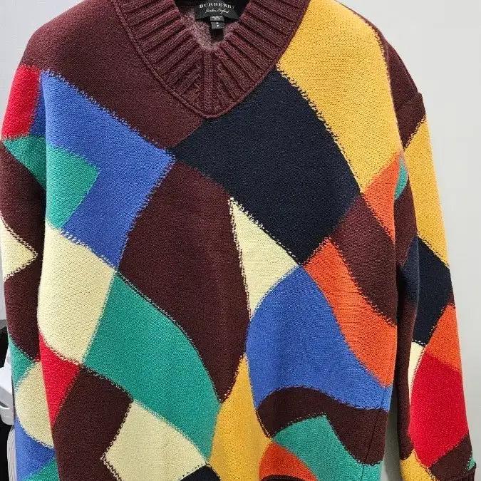 [BUNJANG] Burberry Multicolor Patchwork Knit Sweater / 버버리 멀티 컬러 패치워크 니트 스웨터