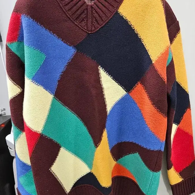 [BUNJANG] Burberry Multicolor Patchwork Knit Sweater / 버버리 멀티 컬러 패치워크 니트 스웨터