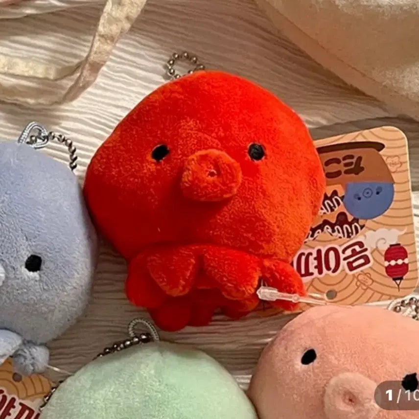[BUNJANG] Octopus Plush Keychain (Red) / 문어야끼 인형 키링 (빨강)