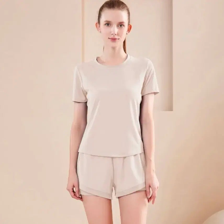 [BUNJANG] Mesh Back Training Set - Ivory, Size M / 등판 메쉬 트레이닝복 세트 M