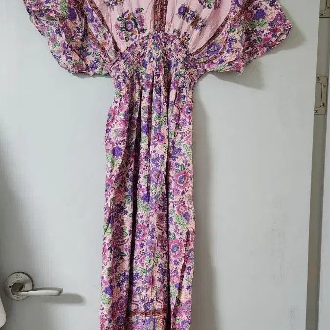 [BUNJANG] Pink Floral Long Dress New Arrival / 핑크 꽃무늬 롱 원피스 새상품