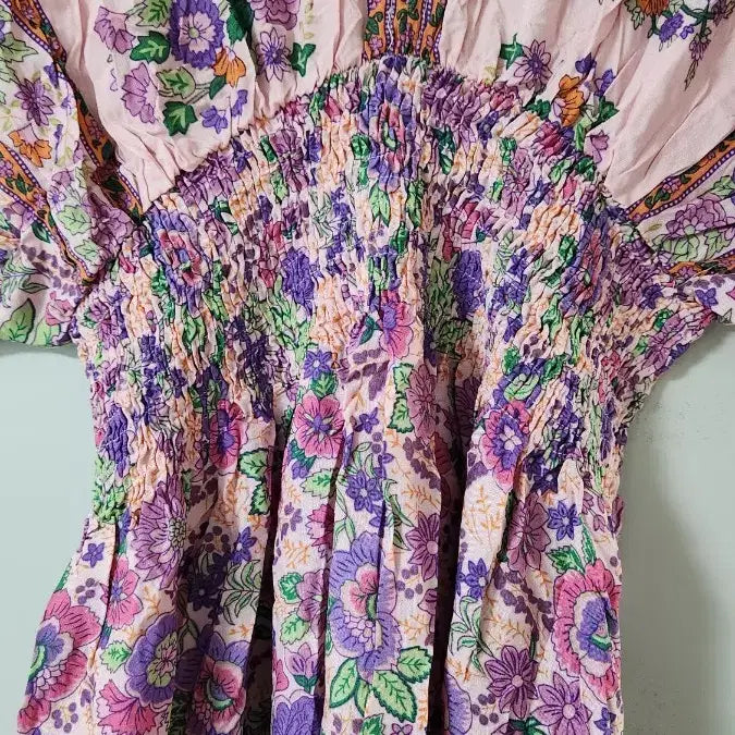 [BUNJANG] Pink Floral Long Dress New Arrival / 핑크 꽃무늬 롱 원피스 새상품