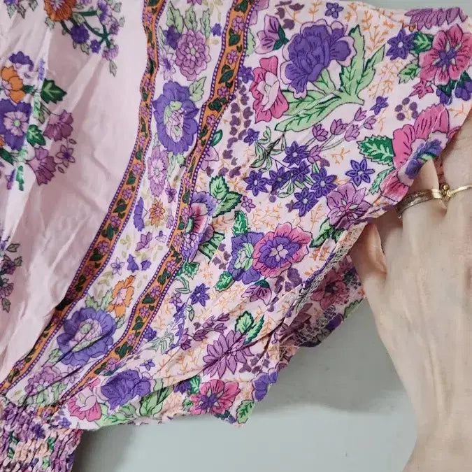 [BUNJANG] Pink Floral Long Dress New Arrival / 핑크 꽃무늬 롱 원피스 새상품