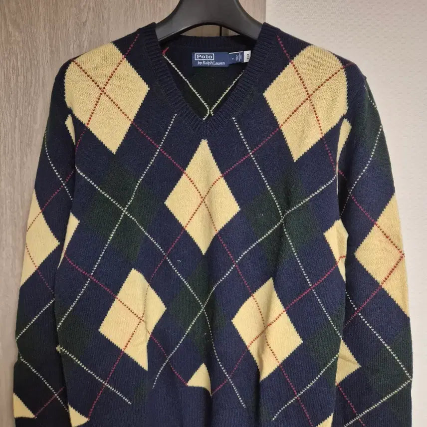 [BUNJANG] Polo Ralph Lauren Argyle V-Neck Knit - Size M / 폴로 랄프로렌 아가일 V넥 니트 m