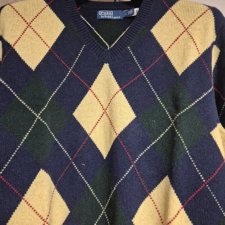 [BUNJANG] Polo Ralph Lauren Argyle V-Neck Knit - Size M / 폴로 랄프로렌 아가일 V넥 니트 m