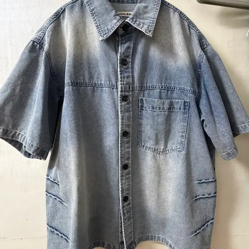 [BUNJANG] In Silence Denim Short Sleeve Shirt S / 인사일런스 슬래시 워싱 데님 셔츠 S 팝니다 !