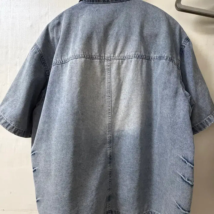 [BUNJANG] In Silence Denim Short Sleeve Shirt S / 인사일런스 슬래시 워싱 데님 셔츠 S 팝니다 !