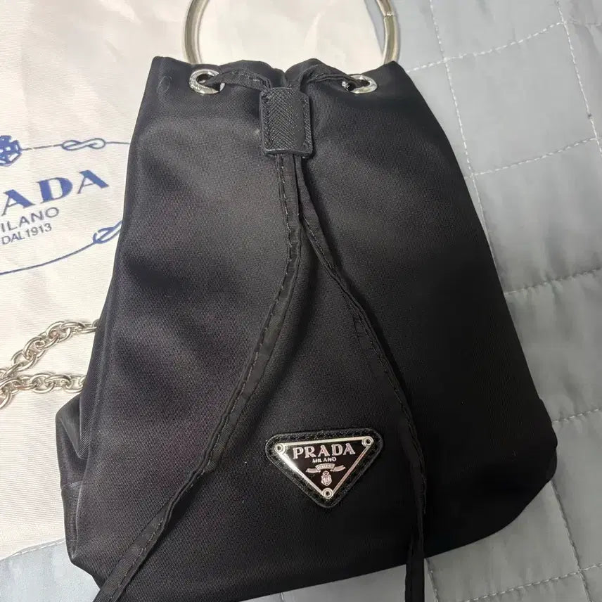 [BUNJANG] Prada Drawstring Pouch Chain Bucket Bag Crossbody / 프라다복조리파우치 체인 버킷백 크로스백