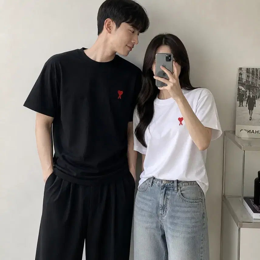 [BUNJANG] AMI Small Heart Short Sleeve T-Shirt / 아미 스몰 하트 반팔티 블랙/화이트/네이비