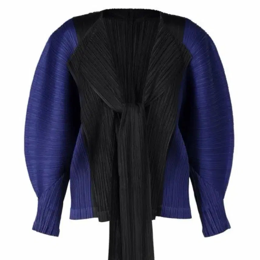 [BUNJANG] Pleats Please Issey Miyake Track Series Ribbon Tie Double Collar Cardigan / 21년 10월 플리츠플리즈 이중카라 타이 가디건